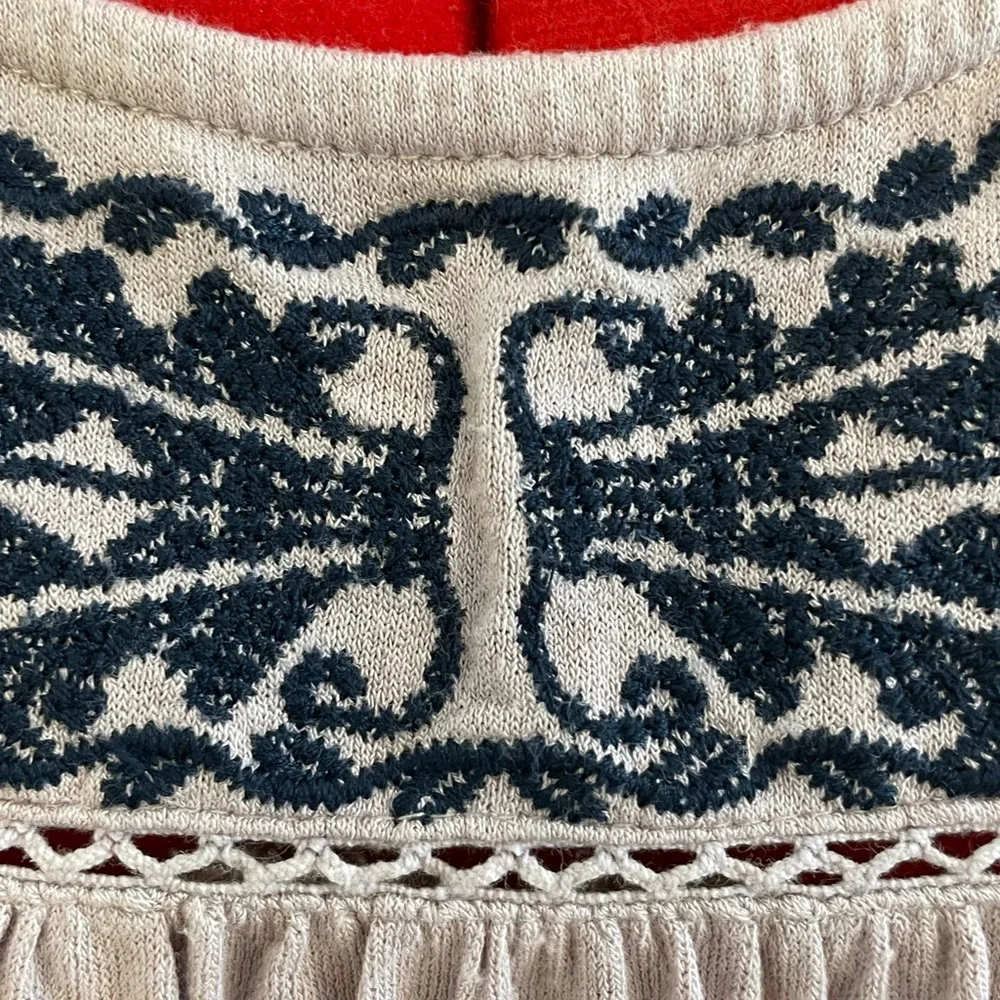 Skies Are Blue - Traleven Embroidered Yoke Knit Top - XSP - Lilac/Navy - Picture 4 of 5